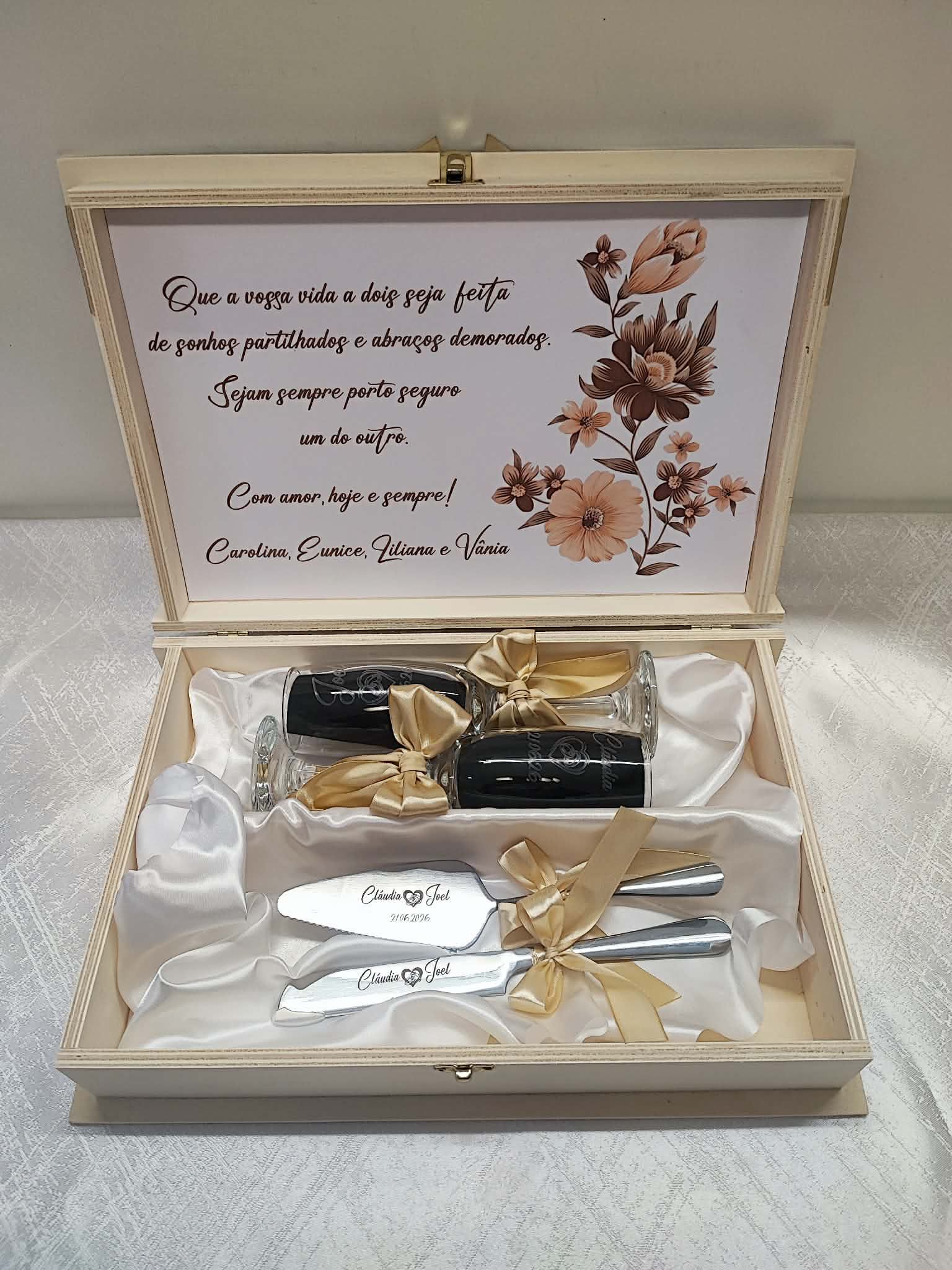 Caixa de flutes de honra para casamento