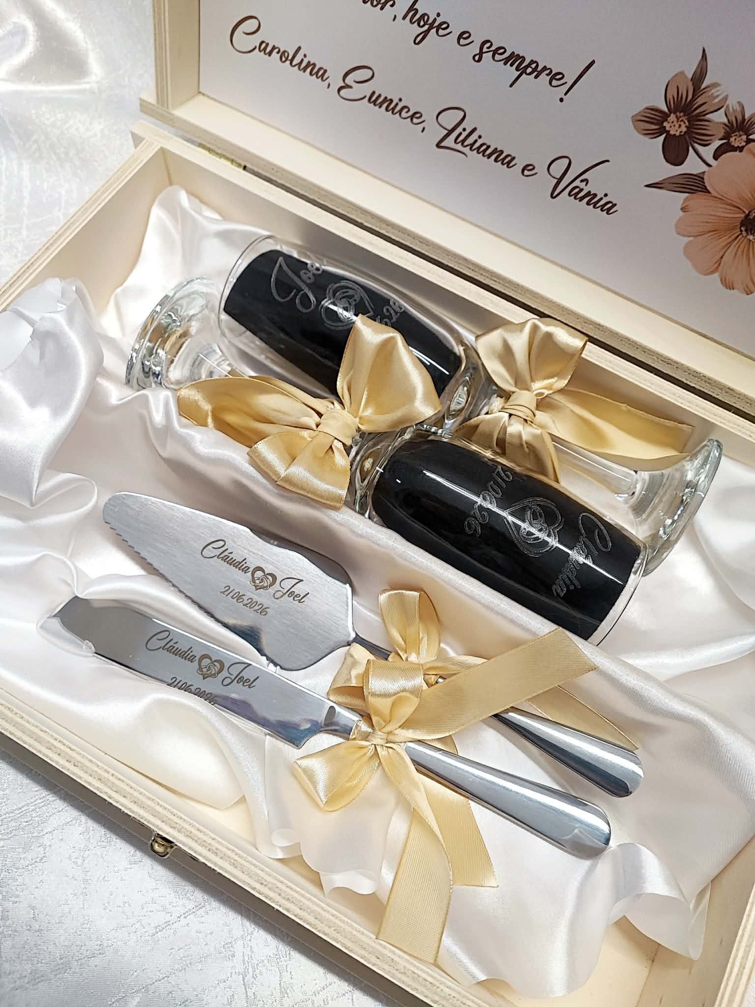 Caixa de flutes de honra para casamento