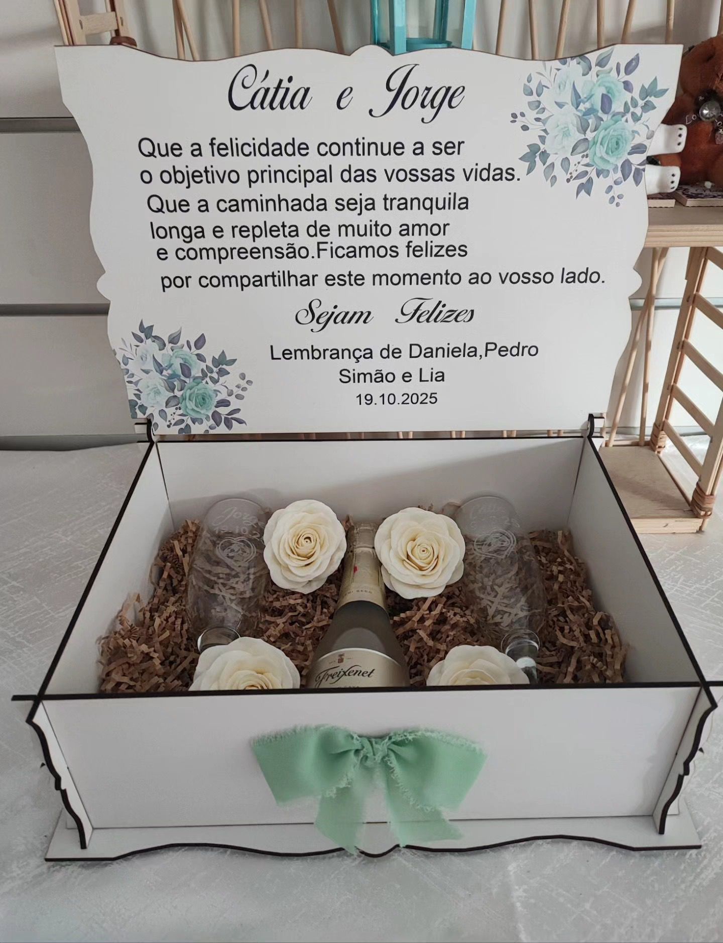 Caixa de flutes de honra para casamento