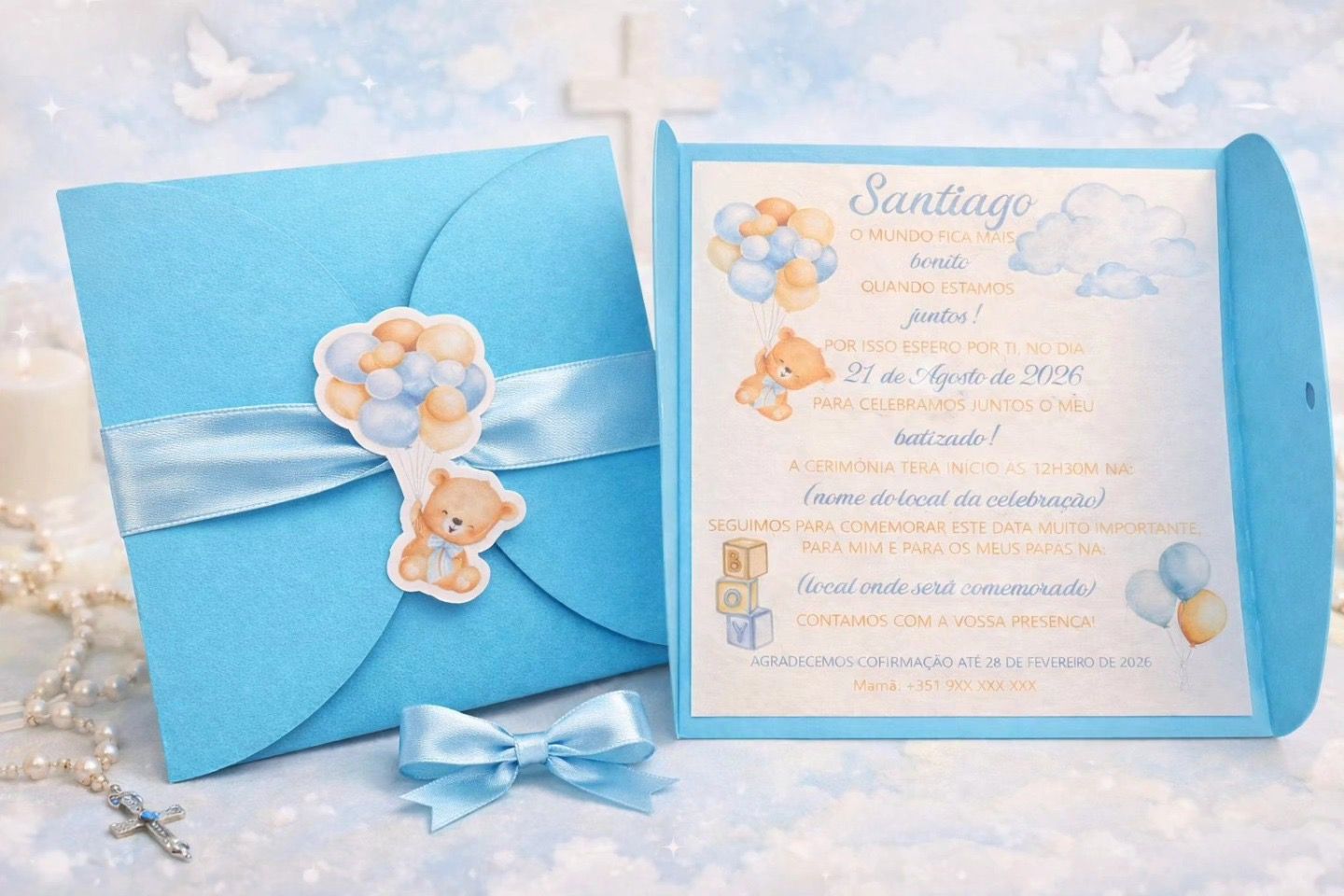 Convite de batizado personalizado