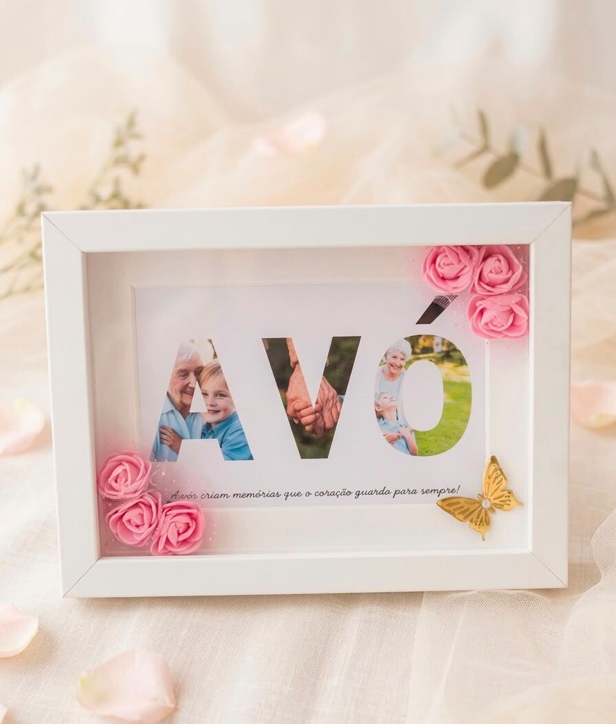 Moldura personalizada 'Avó' com fotografias da família