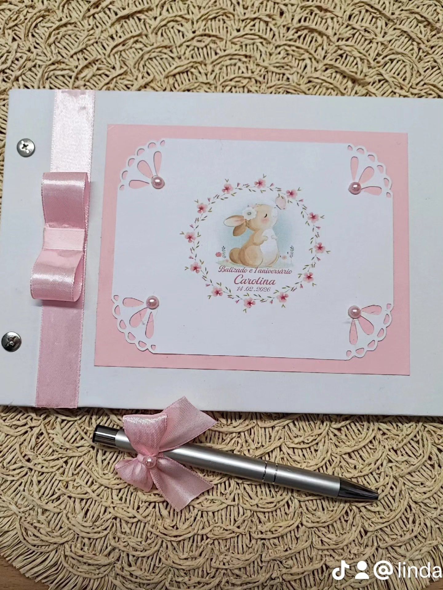Livro de honra de batizado personalizado