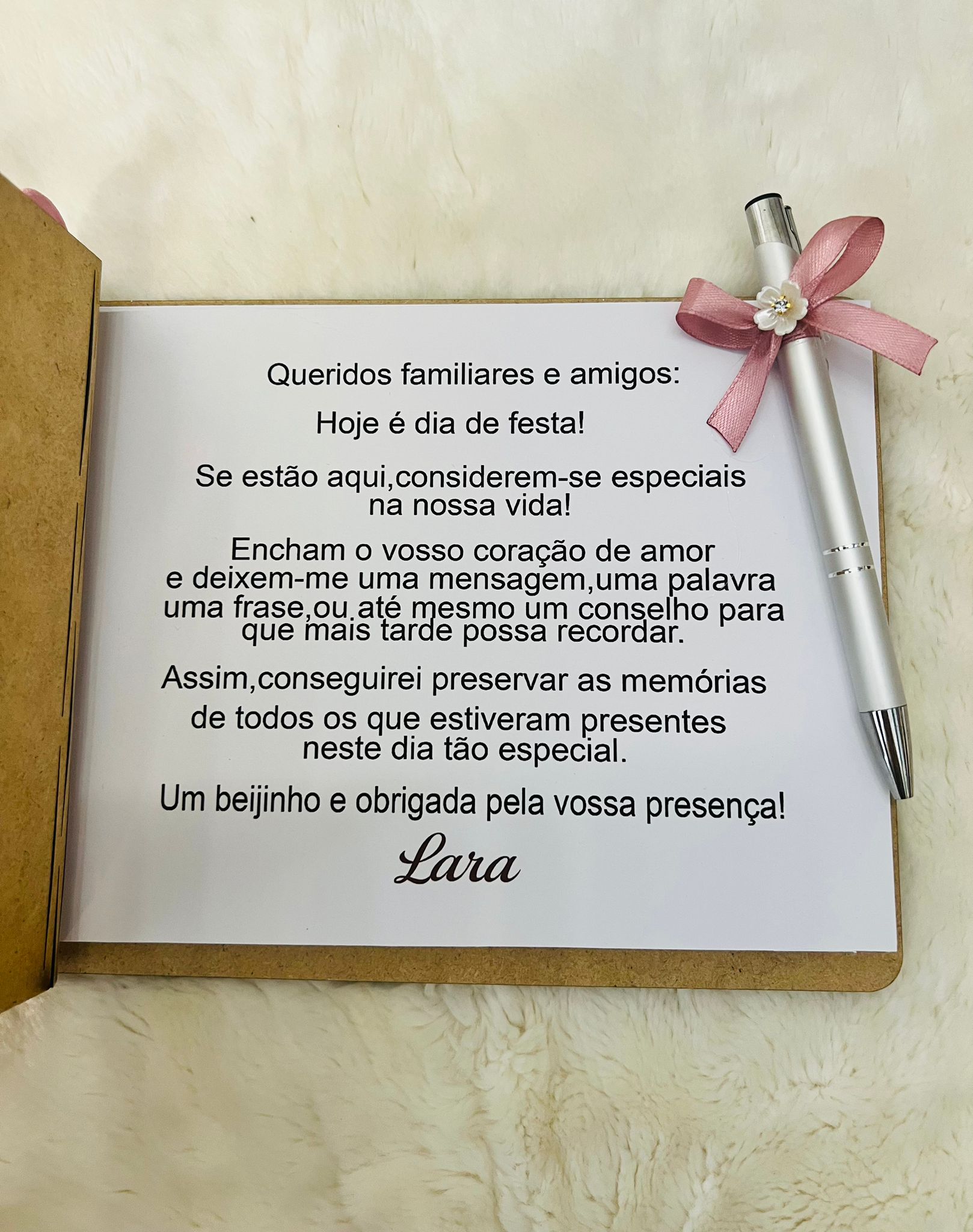 Livro de dedicatórias de Primeira Comunhão