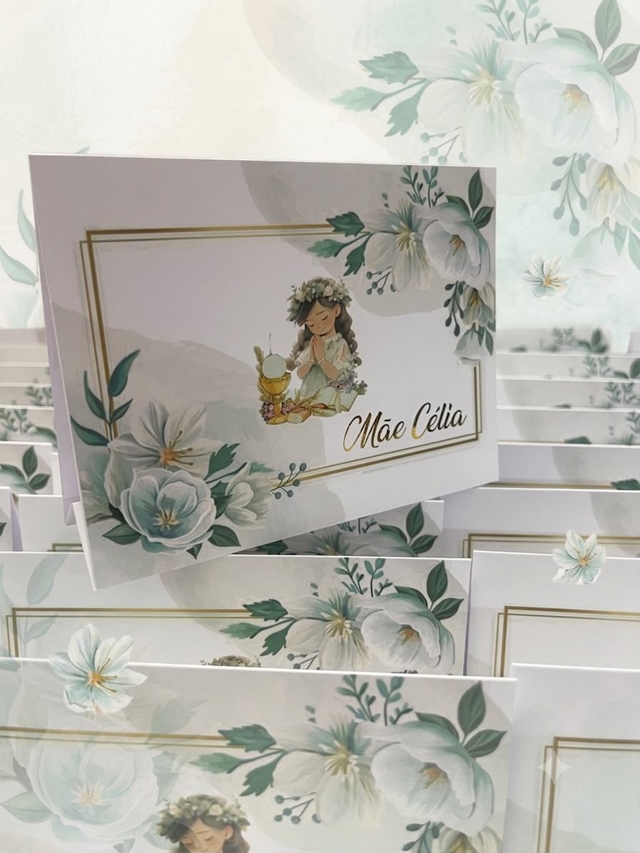 Marcador de mesa personalizado de Primeira Comunhão